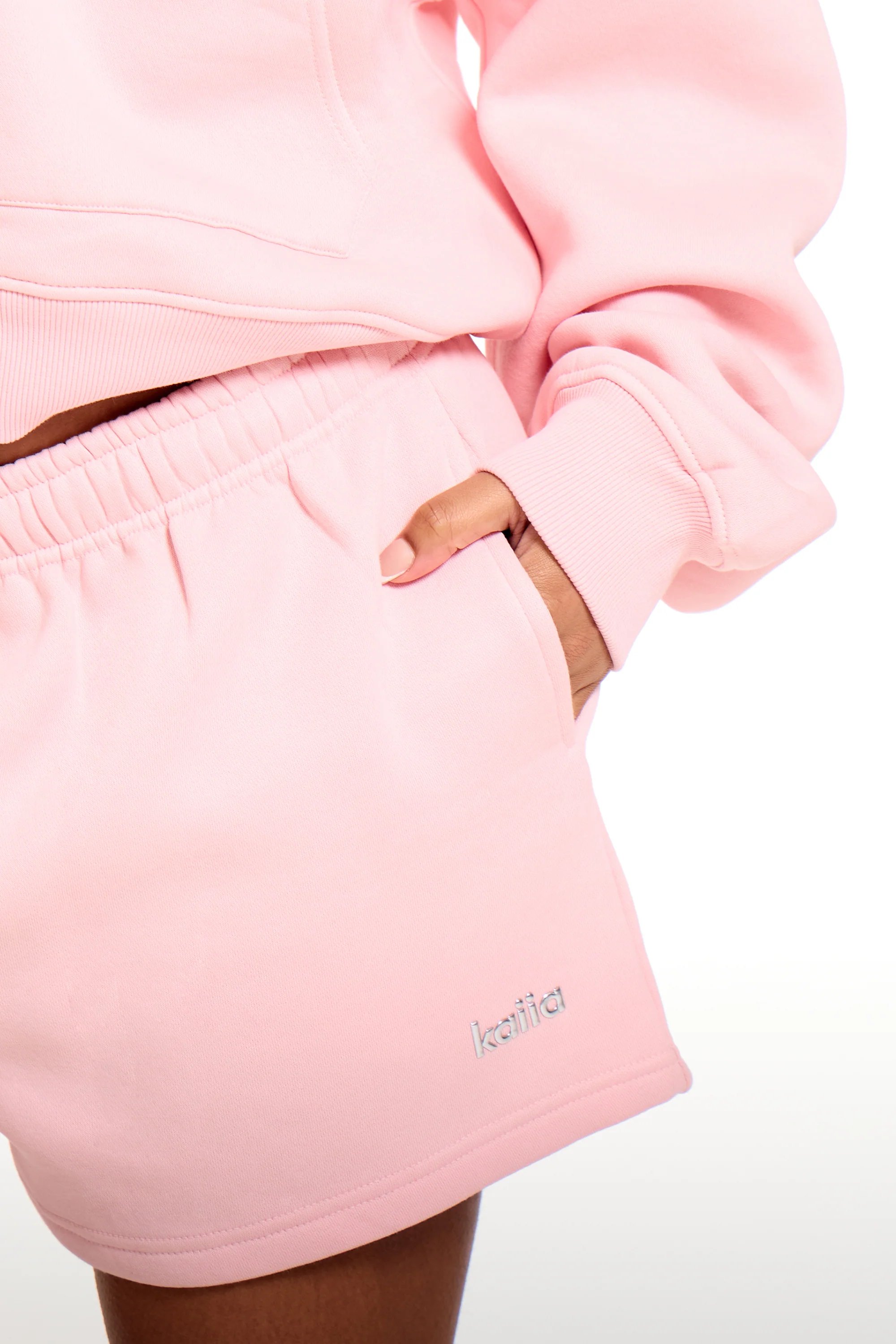 Kaiia Kaiia Chrome Logo Mini Shorts Sugar Pink - 3