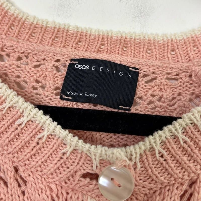 ASOS ASOS Pink Crochet Button Up Cardigan   Size S