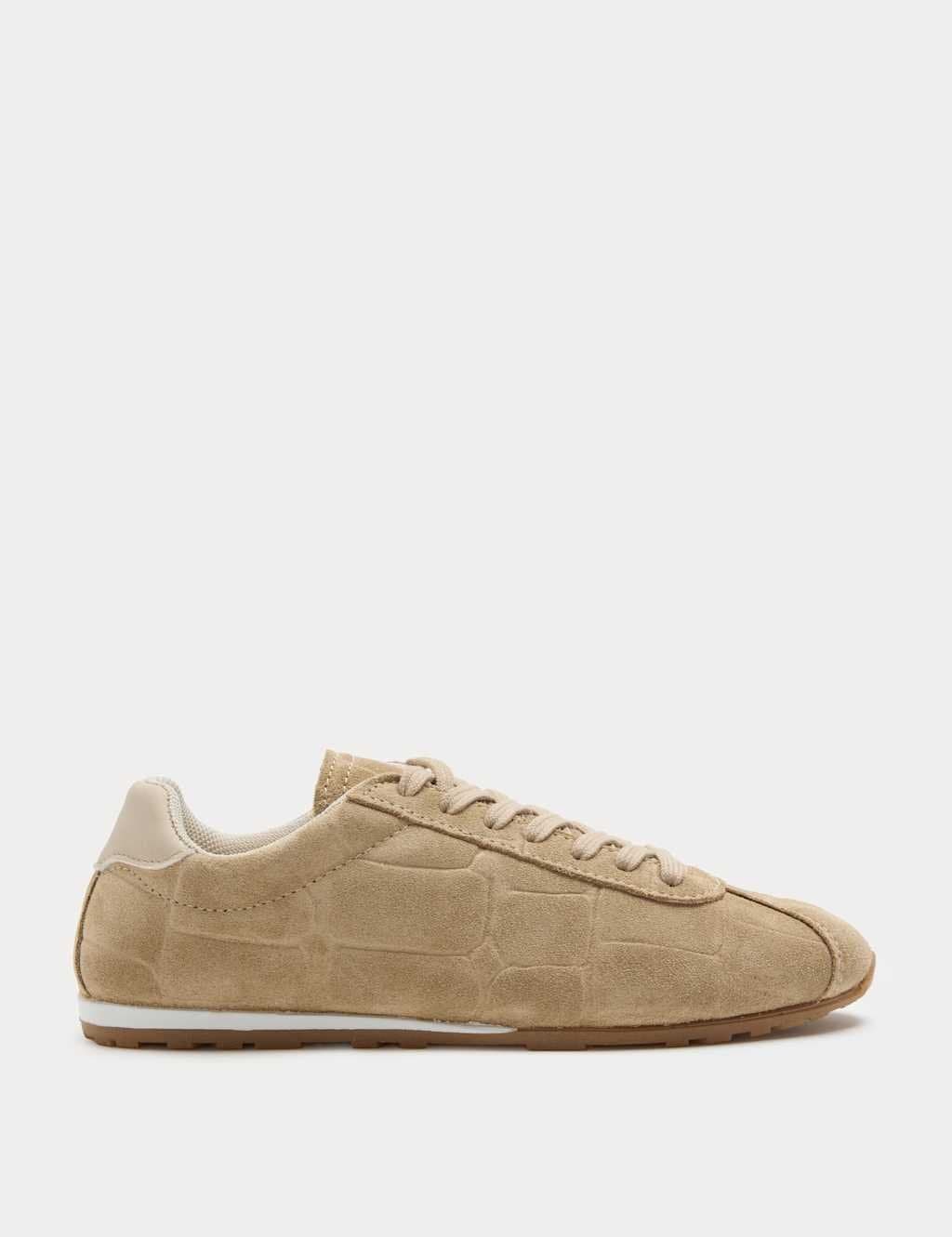 Marks & Spencer M&S Suede Embosses Croc Trainers Sand