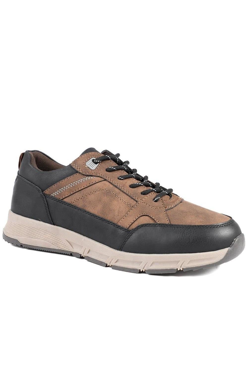 Pavers Pavers Men's Wide Fit Rugged Lace Up Trainers in Brown