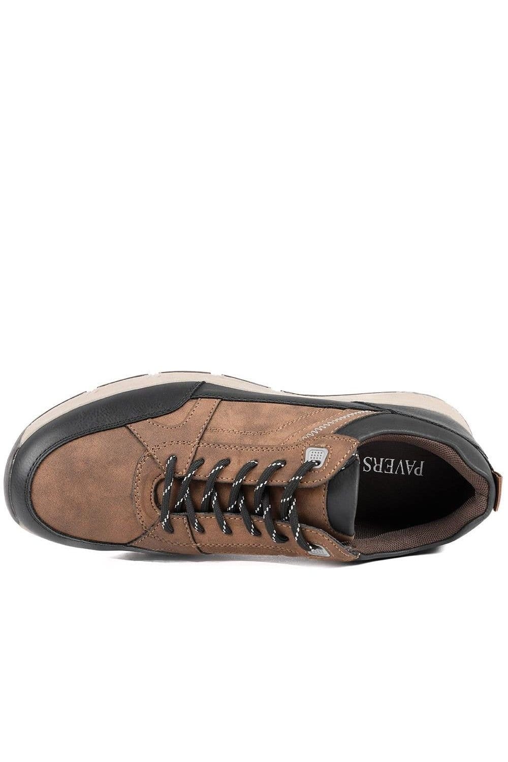 Pavers Pavers Men's Wide Fit Rugged Lace Up Trainers in Brown - 4