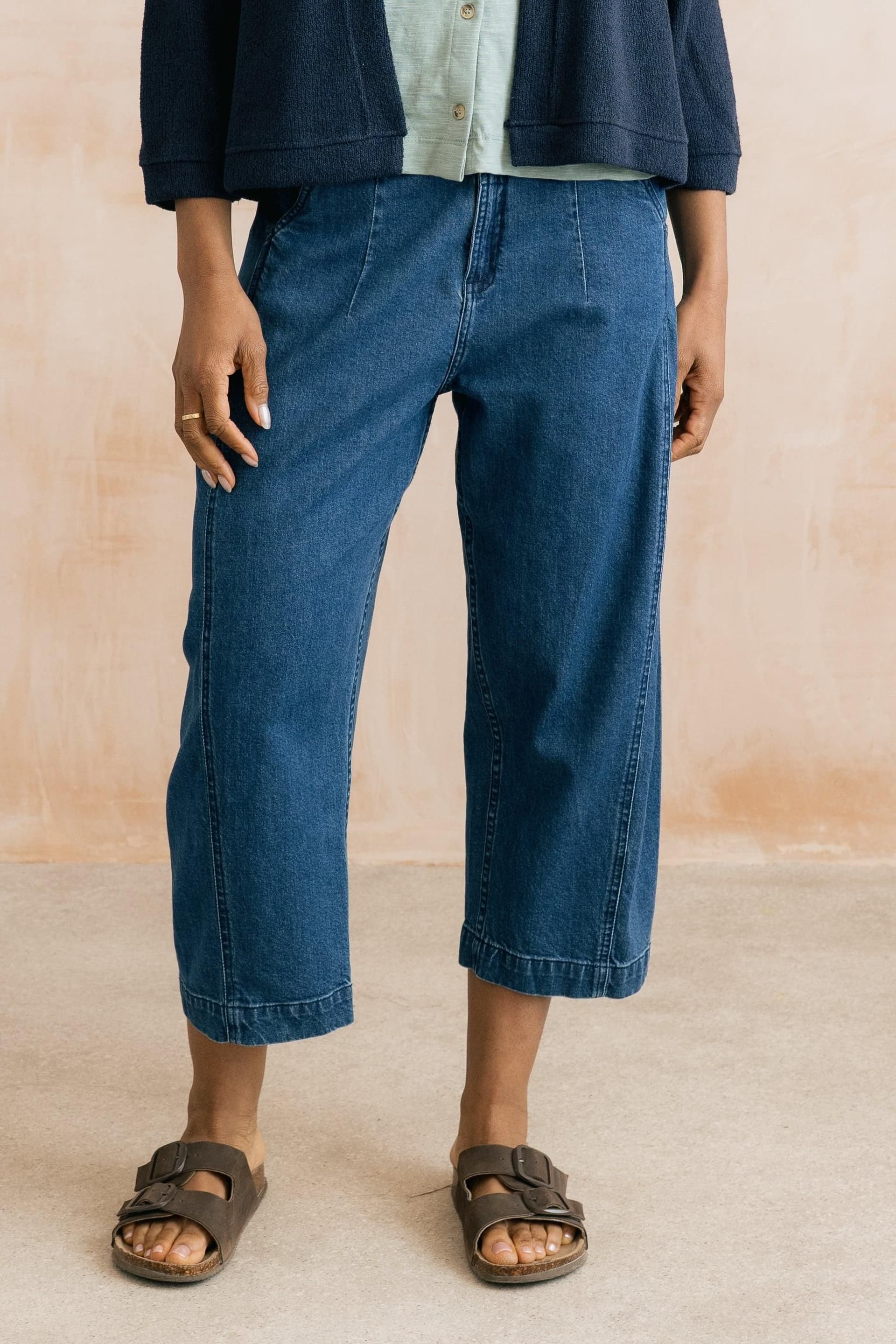 Lily & Me Lily & Me Women's Charlie Cotton Tencel Mix Barrel Leg Jeans in Blue