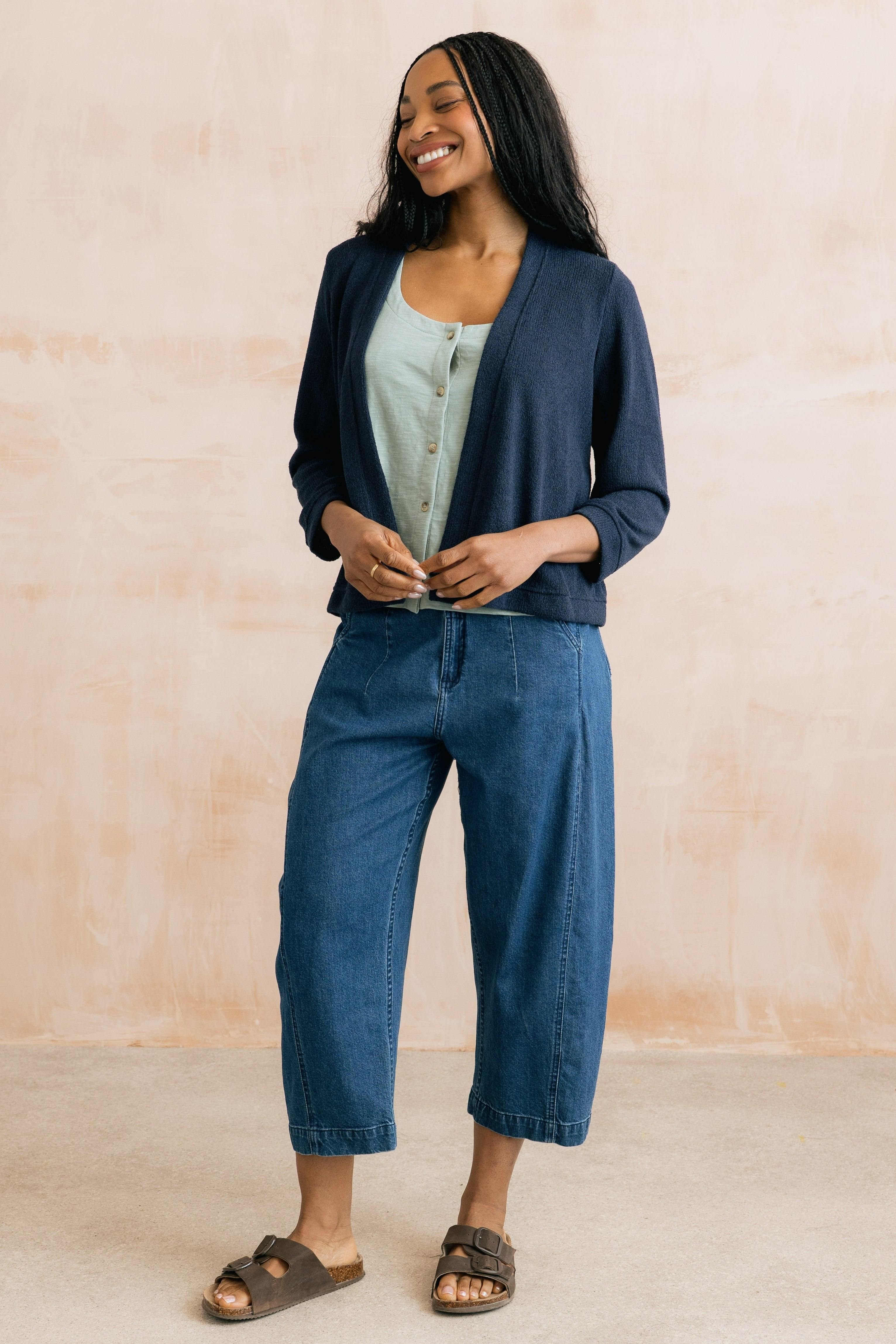 Lily & Me Lily & Me Women's Charlie Cotton Tencel Mix Barrel Leg Jeans in Blue - 2