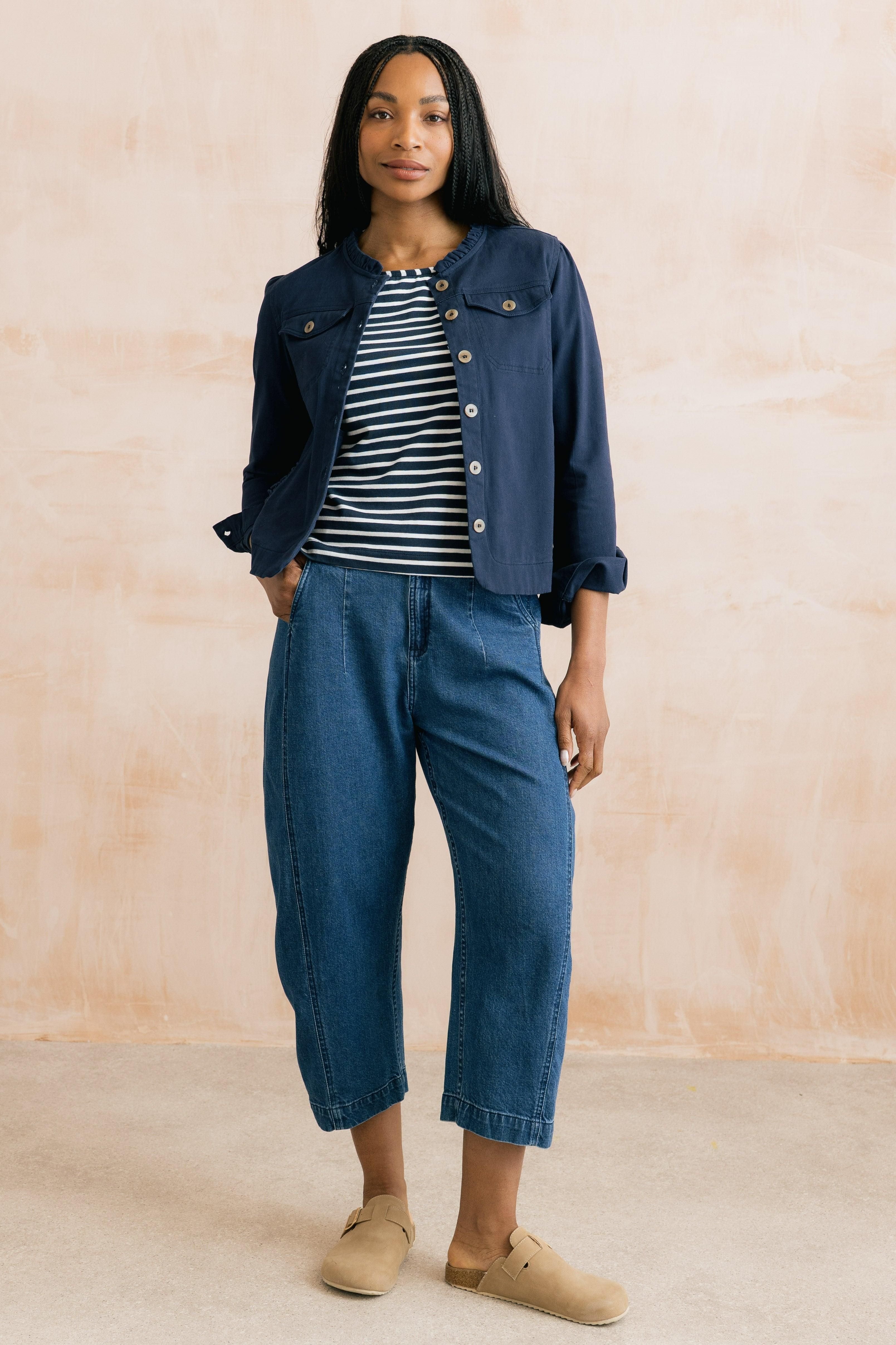 Lily & Me Lily & Me Women's Charlie Cotton Tencel Mix Barrel Leg Jeans in Blue - 3