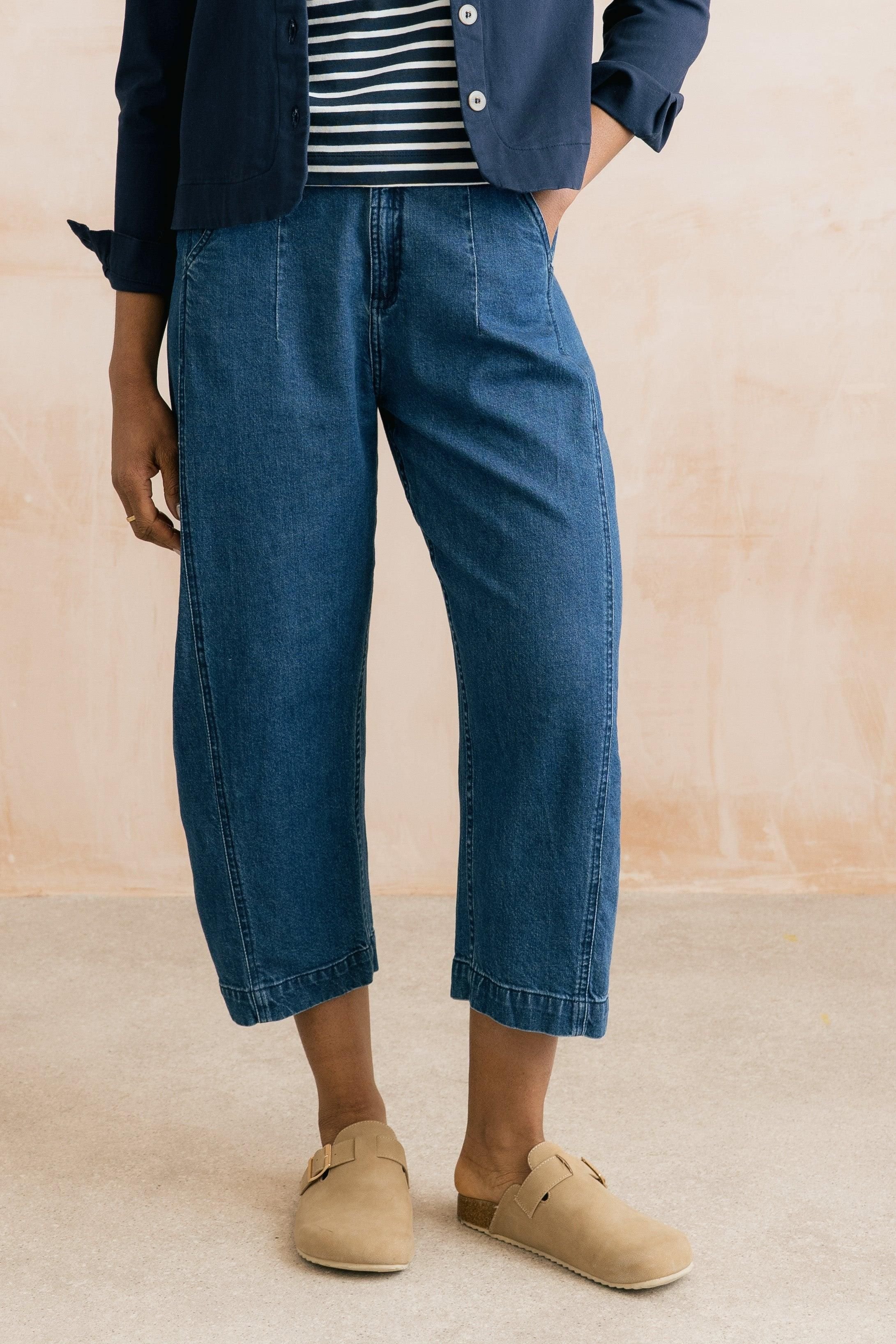 Lily & Me Lily & Me Women's Charlie Cotton Tencel Mix Barrel Leg Jeans in Blue - 4