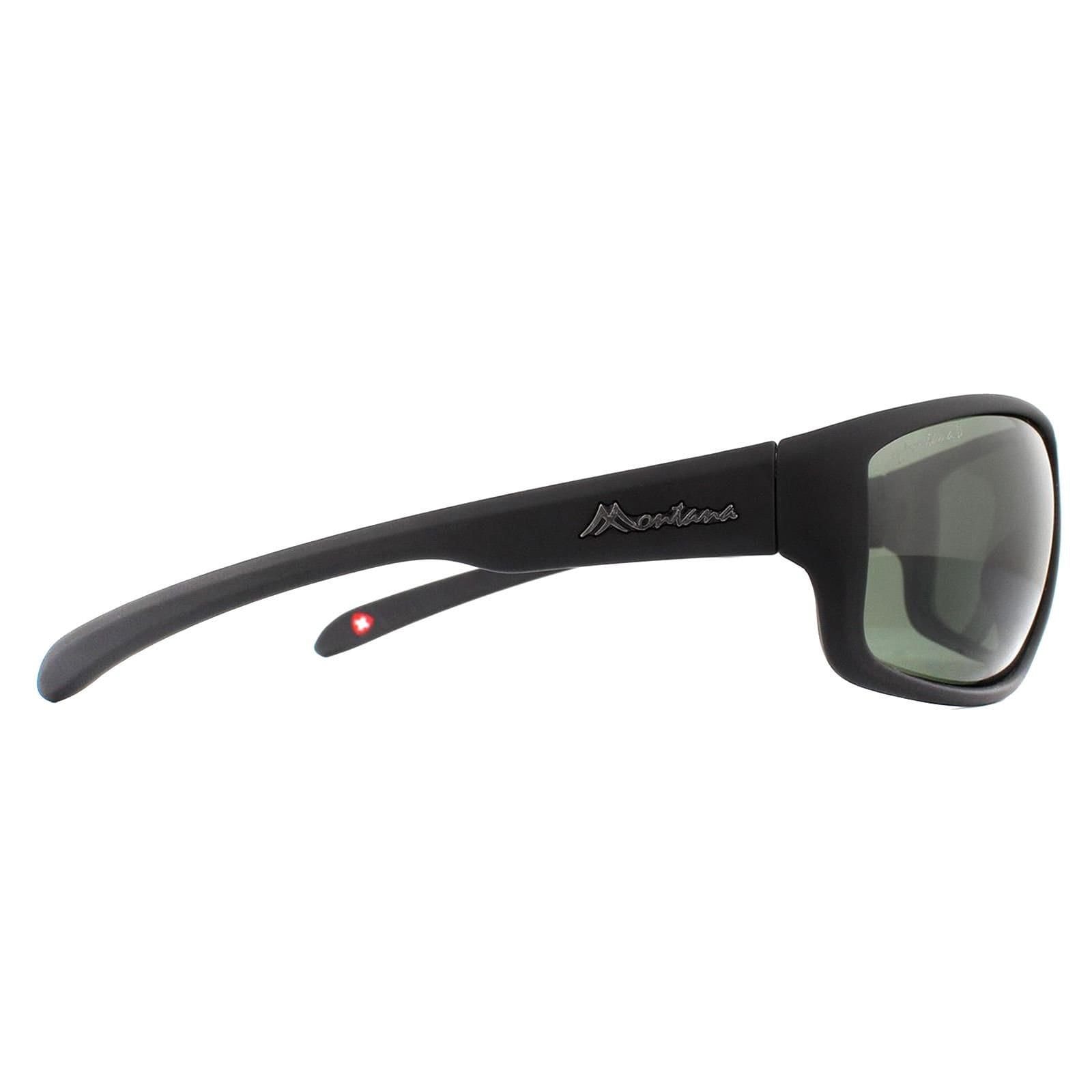 montana montana Men's Wrap Black Rubber Green G15 Polarized Sunglasses - 4