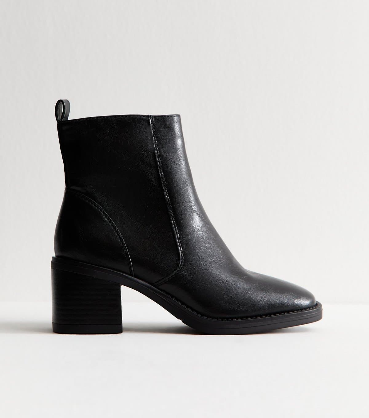 New Look New Look Black Faux Leather Block Heel Ankle Boots