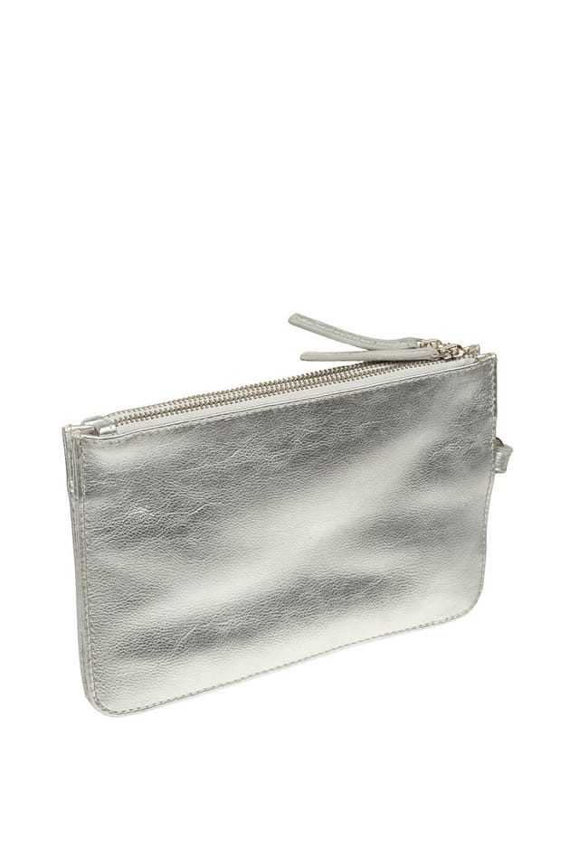Pure Luxuries London Pure Luxuries London Women's 'Eleanor' Leather Clutch Bag in Silver - 2