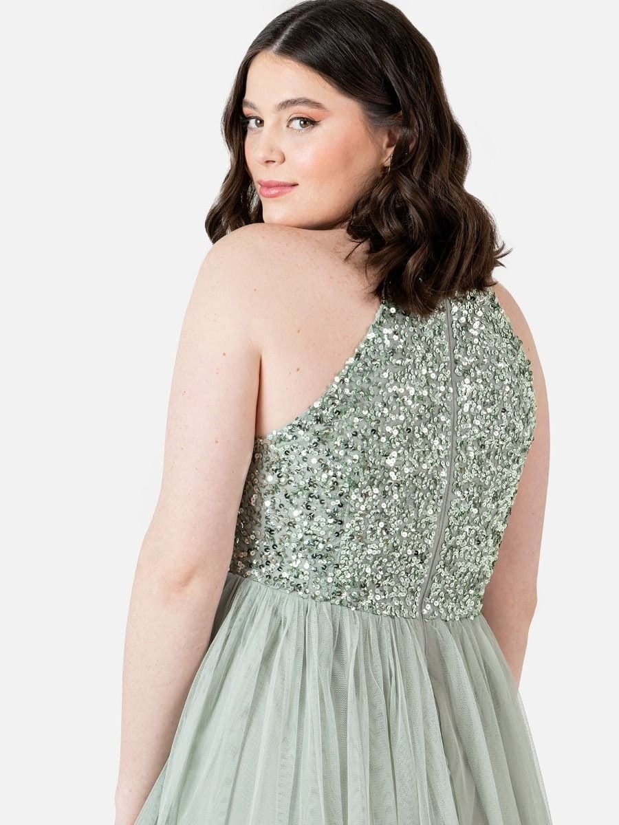Maya Deluxe Maya Deluxe Women's Embellished Halter Neck Midi Dress in Mint - 4