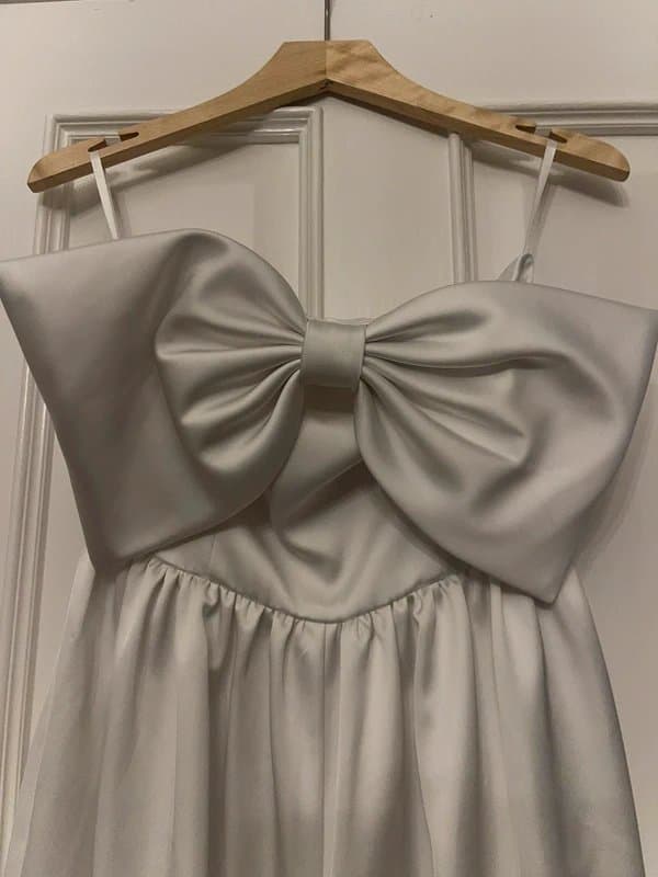 ASOS Asos white satin strapless culottes with satin bow
