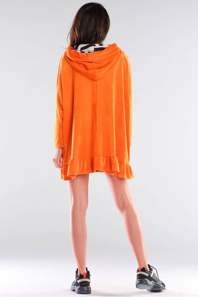 Love Lace Love Lace Women's Logo Tape Oversized Hooded Sweatshirt Dress in Orange - 3