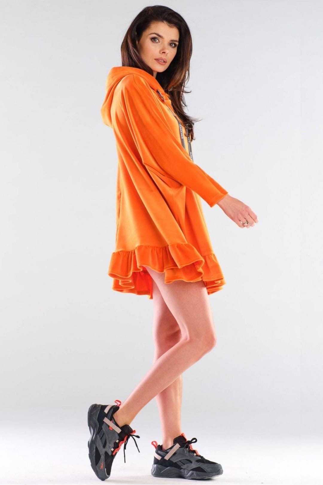 Love Lace Love Lace Women's Logo Tape Oversized Hooded Sweatshirt Dress in Orange - 4