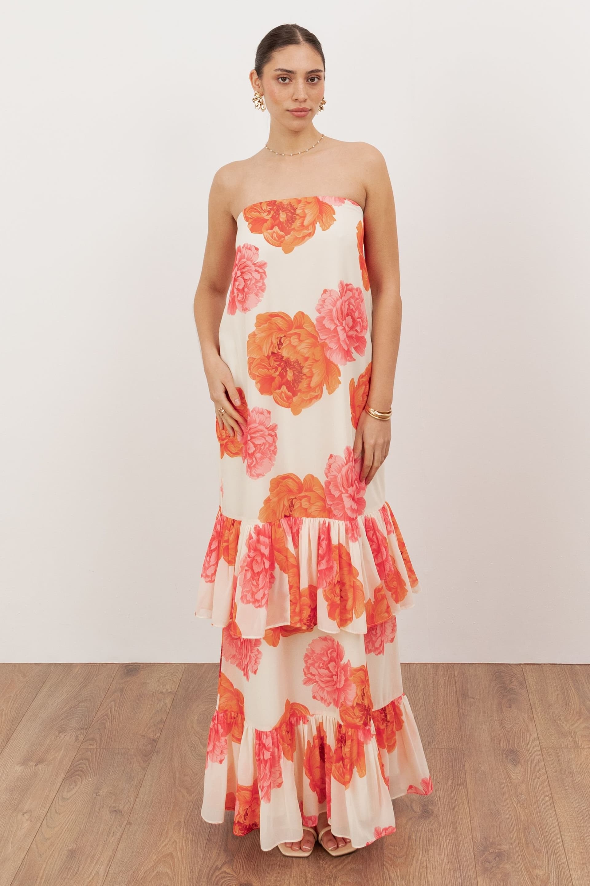Anaya with Love Anaya with Love Women's Floral Bandeau Ruffle Maxi Dress