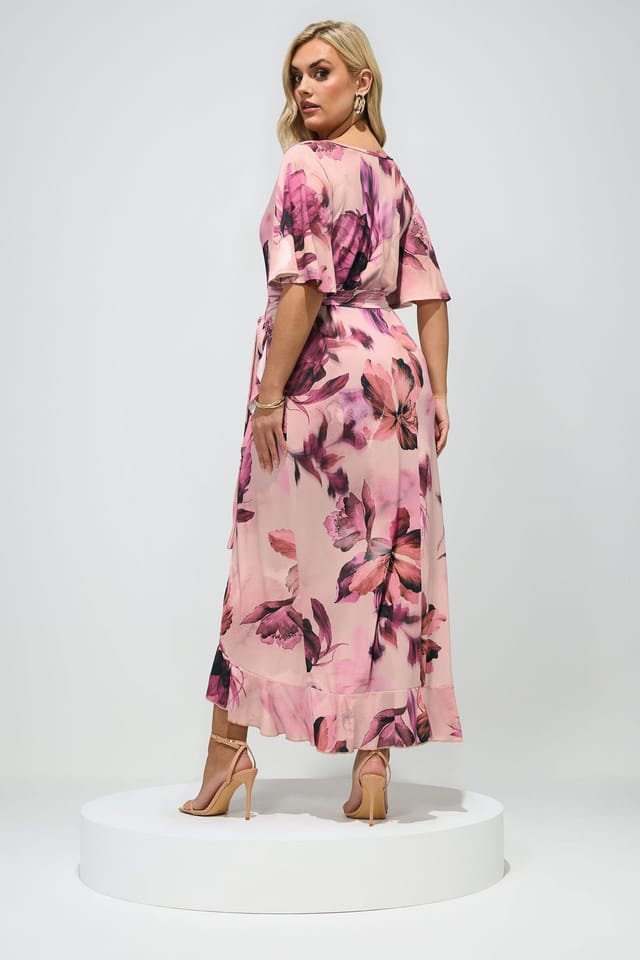 Yours Yours Women's Floral Wrap Dress in Pink - 3