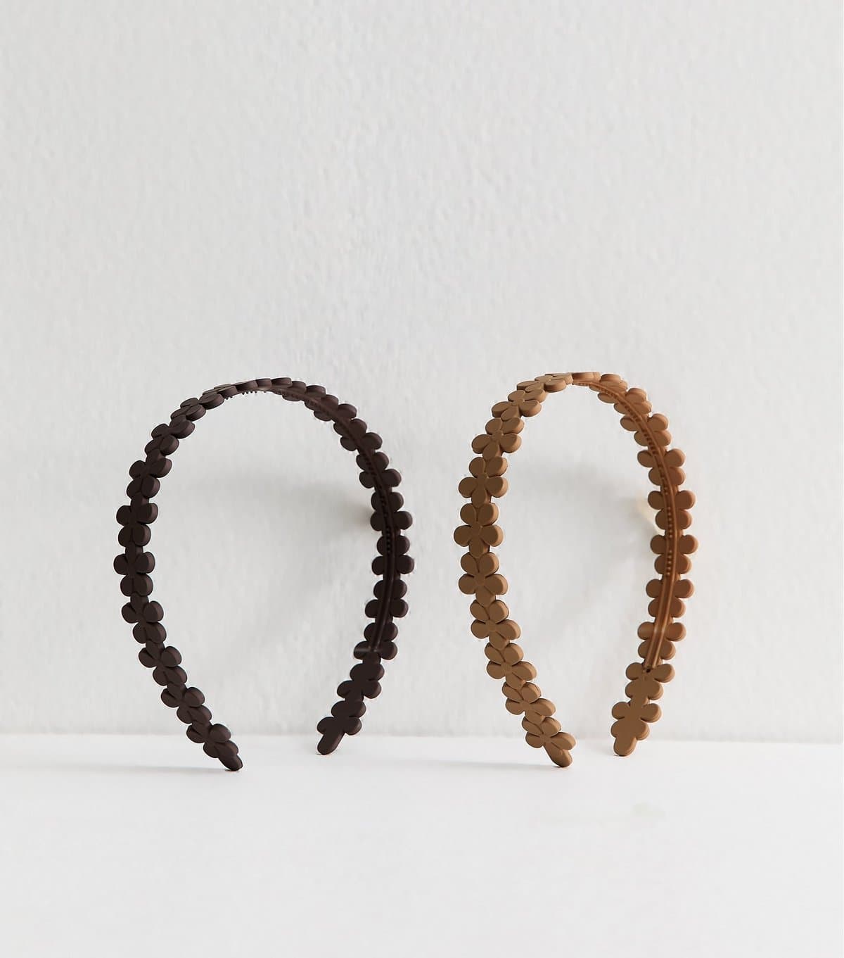 New Look New Look Brown and Tan Floral Headbands Pack of 2