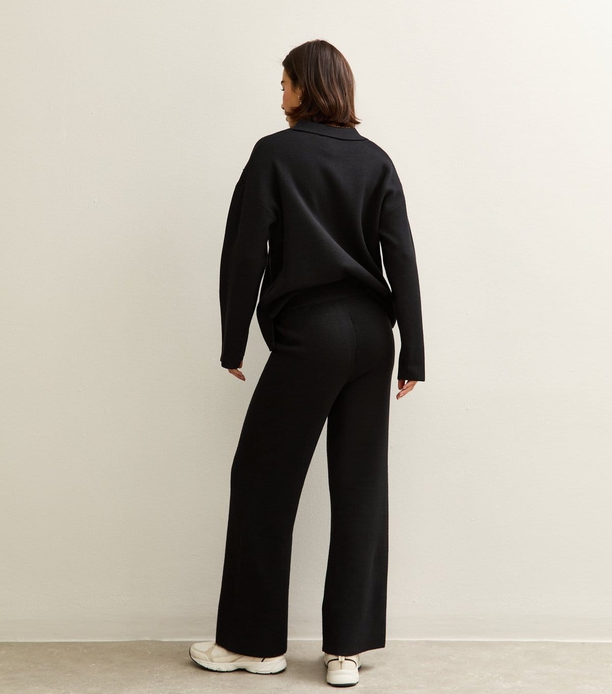 New Look Women's Black Wide Leg Compact Knit Trousers New Look - 4