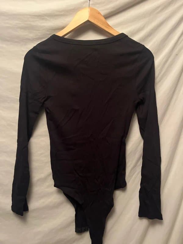 New Look New Look Black Ribbed Bodysuit size UK 12 (438)
