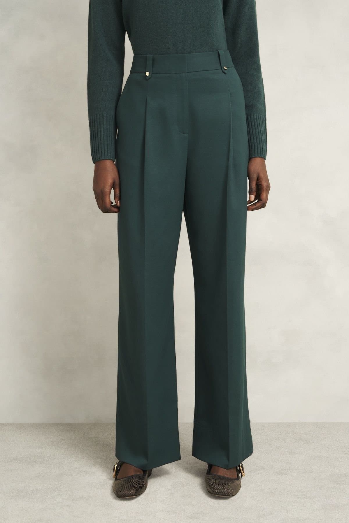 Hobbs London Hobbs London Bottle Green Wide Trousers
