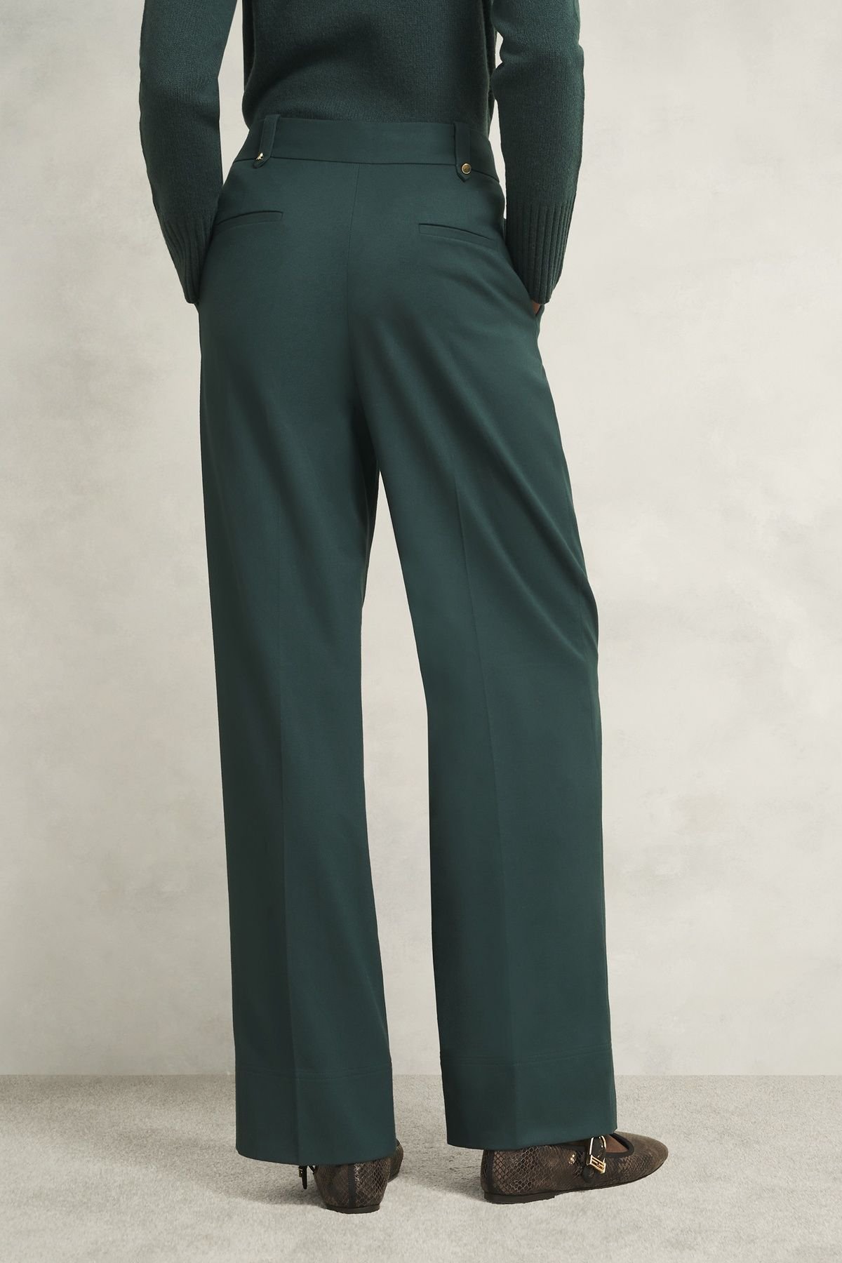 Hobbs London Hobbs London Women's Lucile Wide Trousers in Bottle Green - 4