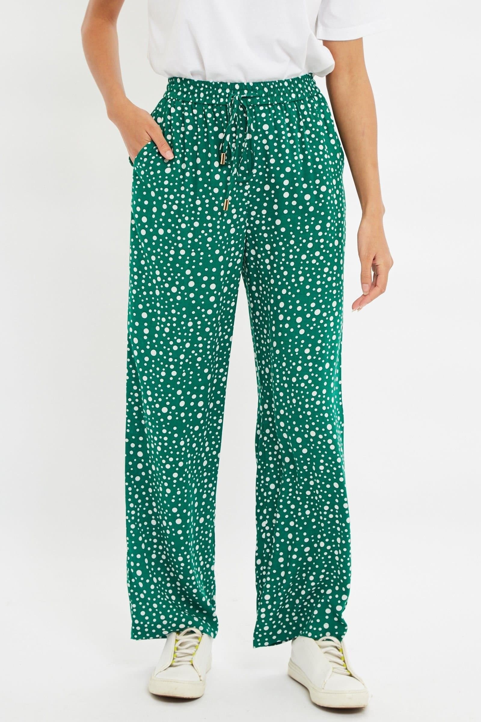 Louche Louche Women's Emmanuella Spot It Print Pull On Trouser in Green