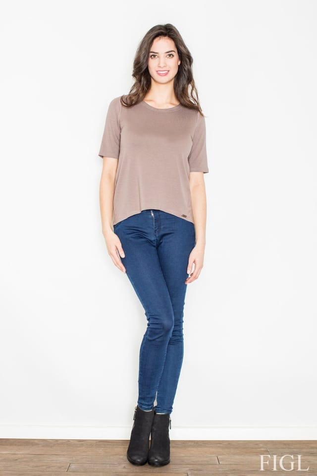 Love Lace Love Lace Women's Satin Finish Blouse with Crepe Neckline in Beige - 3