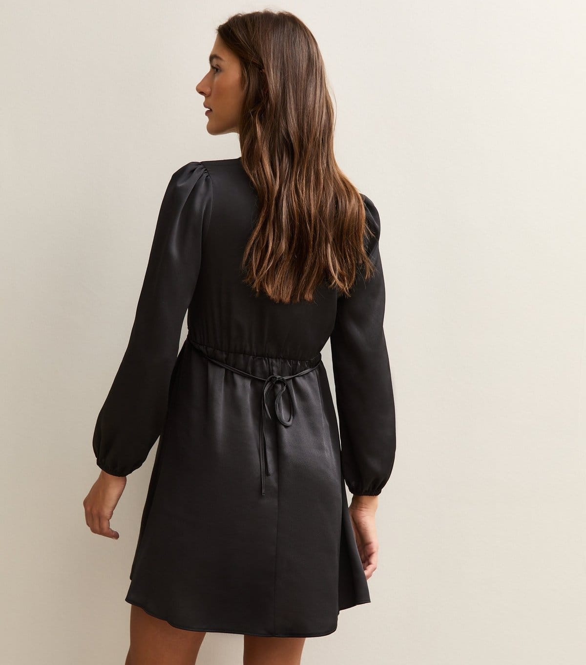 New Look Women's Black Satin Lace Trim Mini Dress New Look - 4