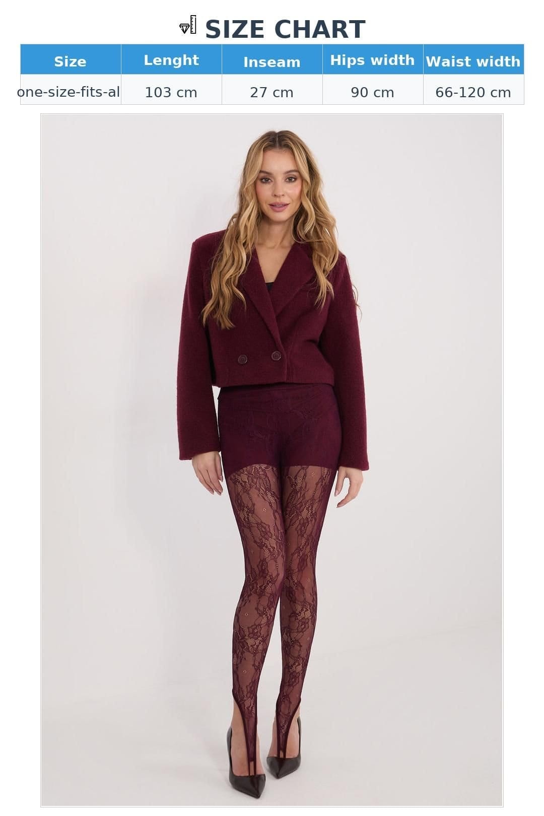 Love Lace Love Lace Women's Lace Effect Fold Over Tapered Leggings in Burgundy - 4