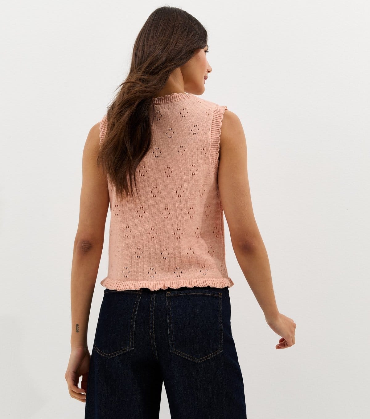 New Look Women's Pink Cotton Rich Stitch Detail Scallop Trim Waistcoat New Look - 4