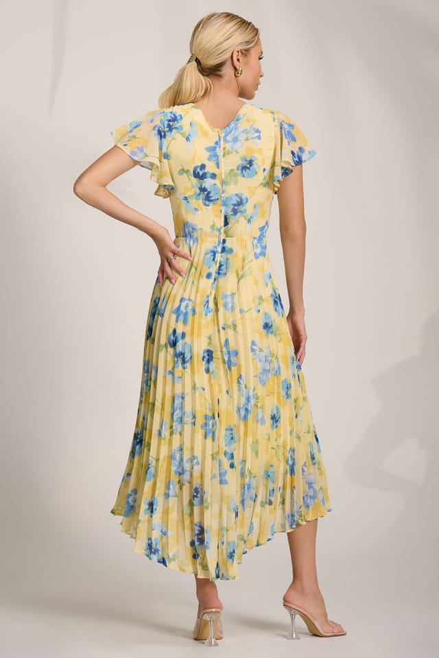 Jolie Moi Jolie Moi Women's Cap Sleeve Pleated Chiffon Maxi Dress - 2