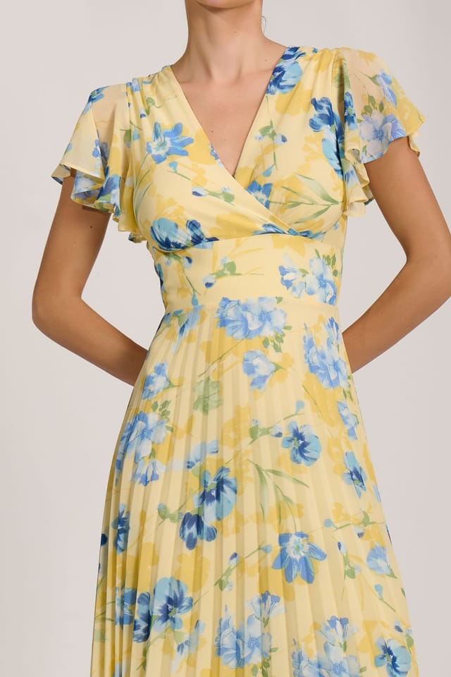 Jolie Moi Jolie Moi Women's Cap Sleeve Pleated Chiffon Maxi Dress - 3