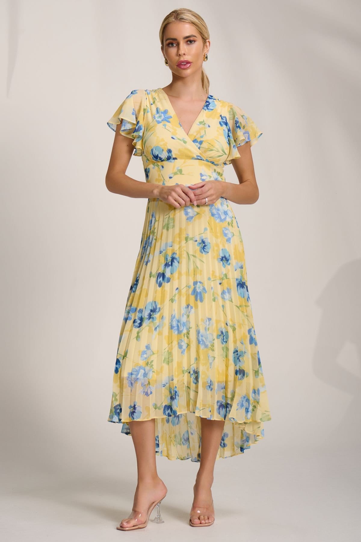 Jolie Moi Jolie Moi Women's Cap Sleeve Pleated Chiffon Maxi Dress - 4