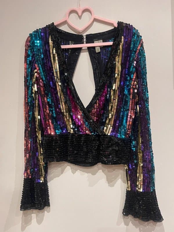 ASOS Gorgeous ASOS Rainbow Sequin Festival Top size 10 UK