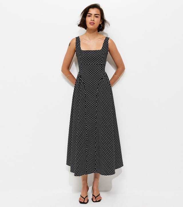 New Look Women's Black Spot Print Square Neck Midi Dress New Look - 3