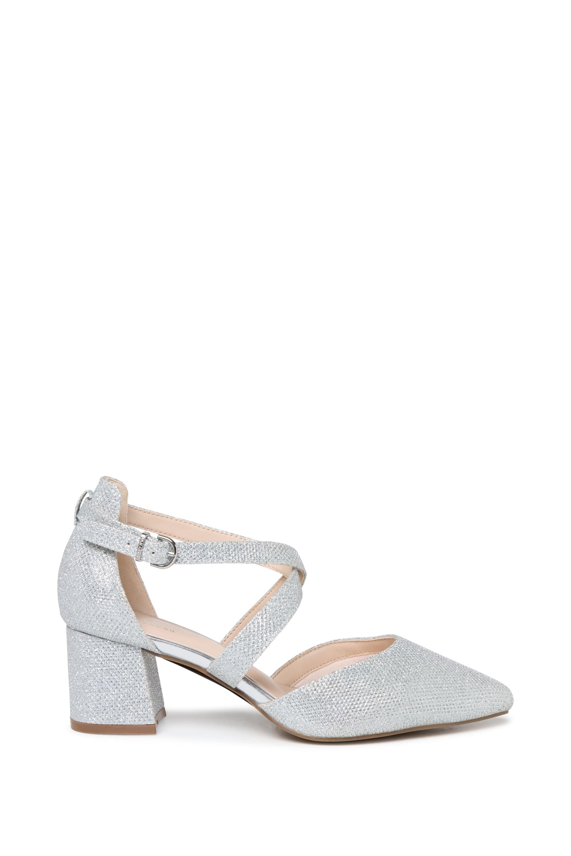 Paradox London Paradox London Women's Filippa' Wide Fit Block Heel Open Court Shoes in Silver