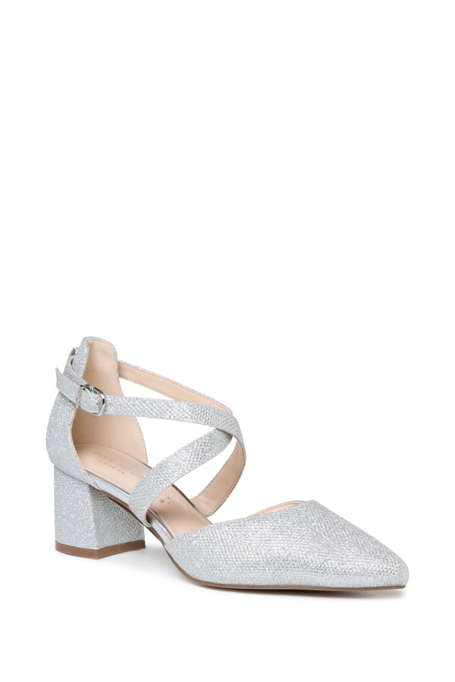 Paradox London Paradox London Women's Filippa' Wide Fit Block Heel Open Court Shoes in Silver - 3