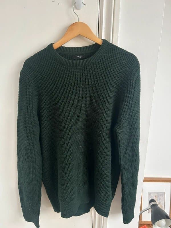 New Look New Look Knit Jumper Mens Size L Green Crew Neck Sweater Casual