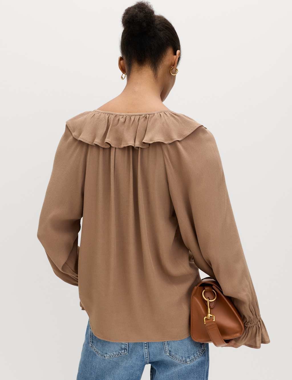 Marks & Spencer M&S Frill Detail Blouse Golden Brown - 2