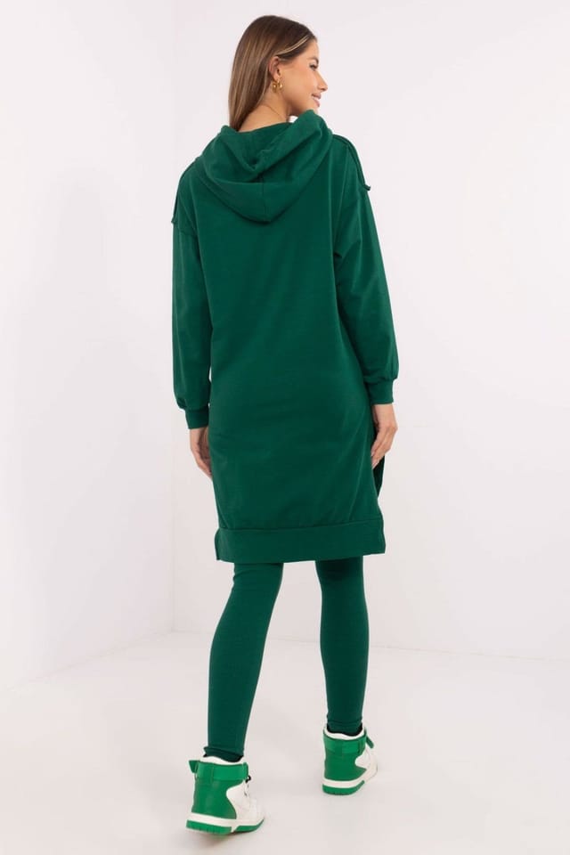 Love Lace Love Lace Women's Cotton Elastane Long Sweatshirt & Leggings Set in Green - 3