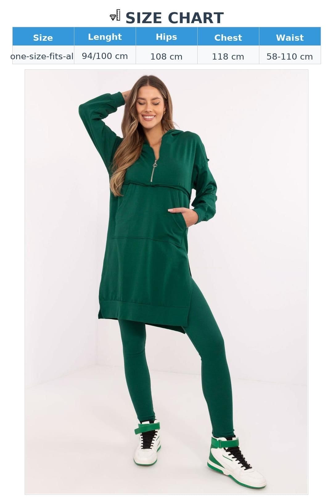 Love Lace Love Lace Women's Cotton Elastane Long Sweatshirt & Leggings Set in Green - 4