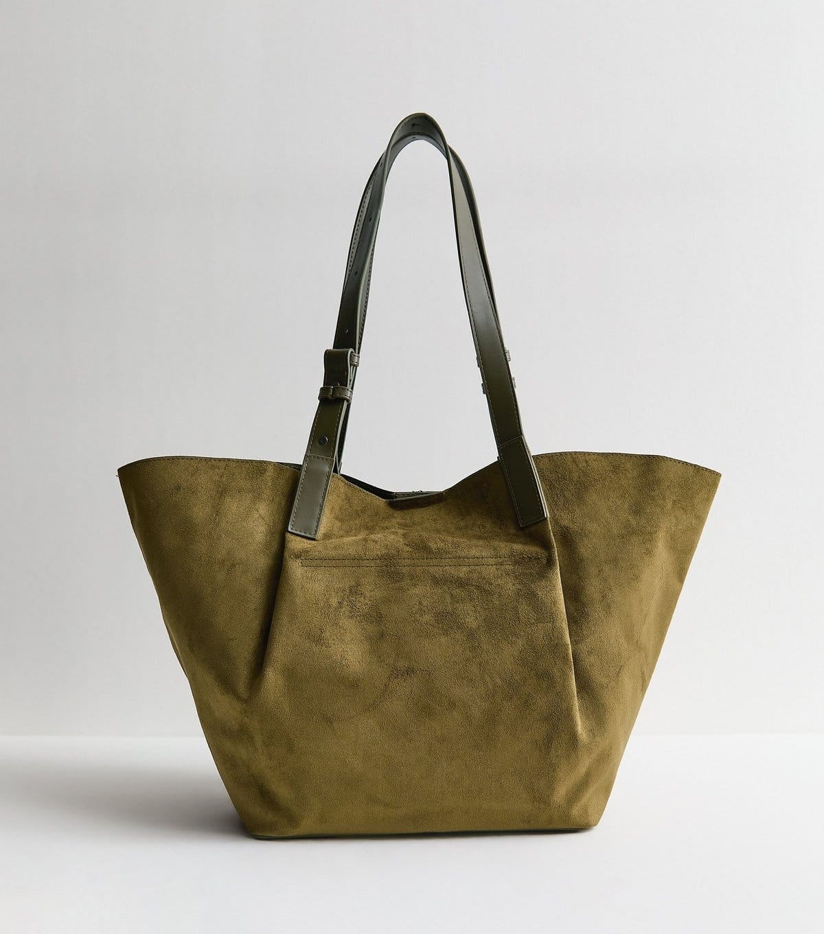 New Look Khaki Faux Suede Shopper Tote Bag Vegan New Look - 4