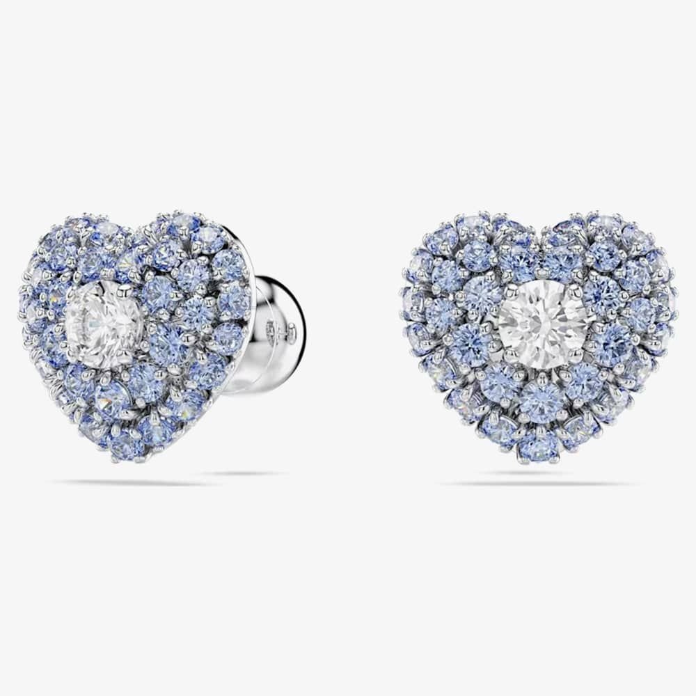 Swarovski Swarovski Women's Hyperbola Rhodium Plated Blue Heart Stud Earrings 5683576 - 2