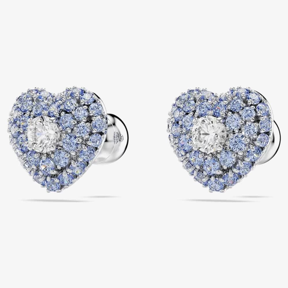 Swarovski Swarovski Women's Hyperbola Rhodium Plated Blue Heart Stud Earrings 5683576 - 3