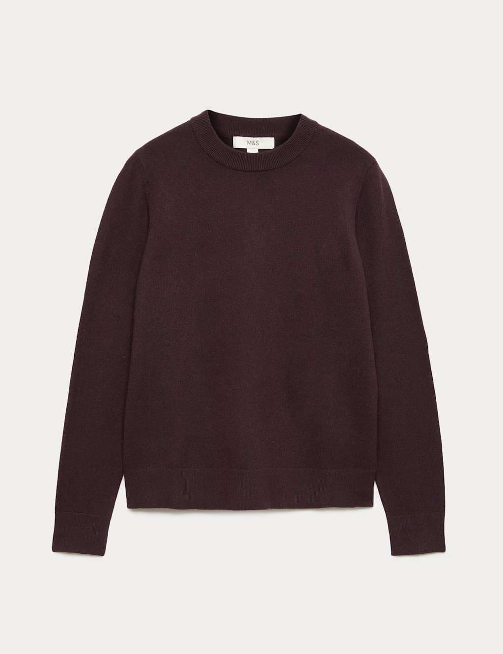 Marks & Spencer M&S Air-Yarn Crew Neck Jumper Dark Aubergine