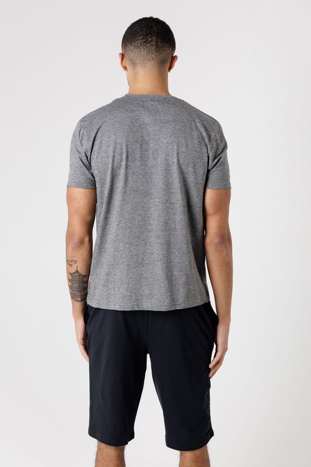 Tokyo Laundry Tokyo Laundry Men's Crew Neck Logo T-Shirt & Shorts Pyjama Set in Grey - 2