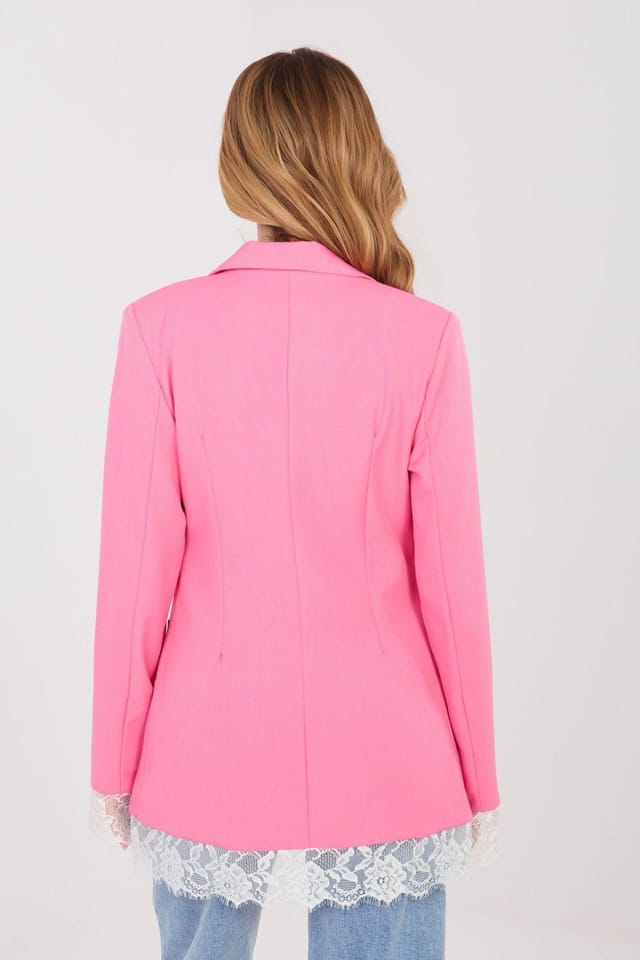 Love Lace Love Lace Women's Elegant Lace Trim Tailored Jacket Shoulder Pads in Pink - 3