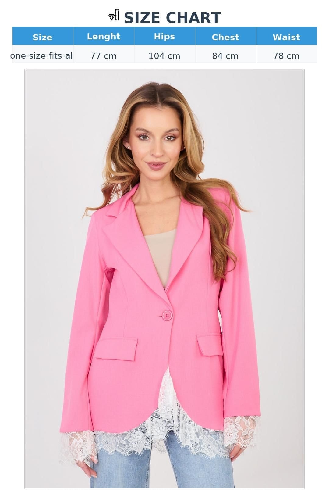 Love Lace Love Lace Women's Elegant Lace Trim Tailored Jacket Shoulder Pads in Pink - 4