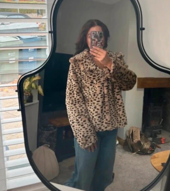 ASOS Leopard print fur collared coat asos