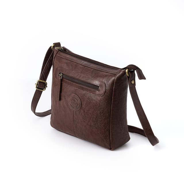 Woodland Leathers Woodland Leathers Women's Genuine Leather Crossbody Bag Vintage Style in Dark Brown - 2