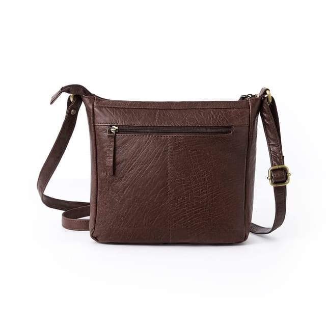 Woodland Leathers Woodland Leathers Women's Genuine Leather Crossbody Bag Vintage Style in Dark Brown - 3
