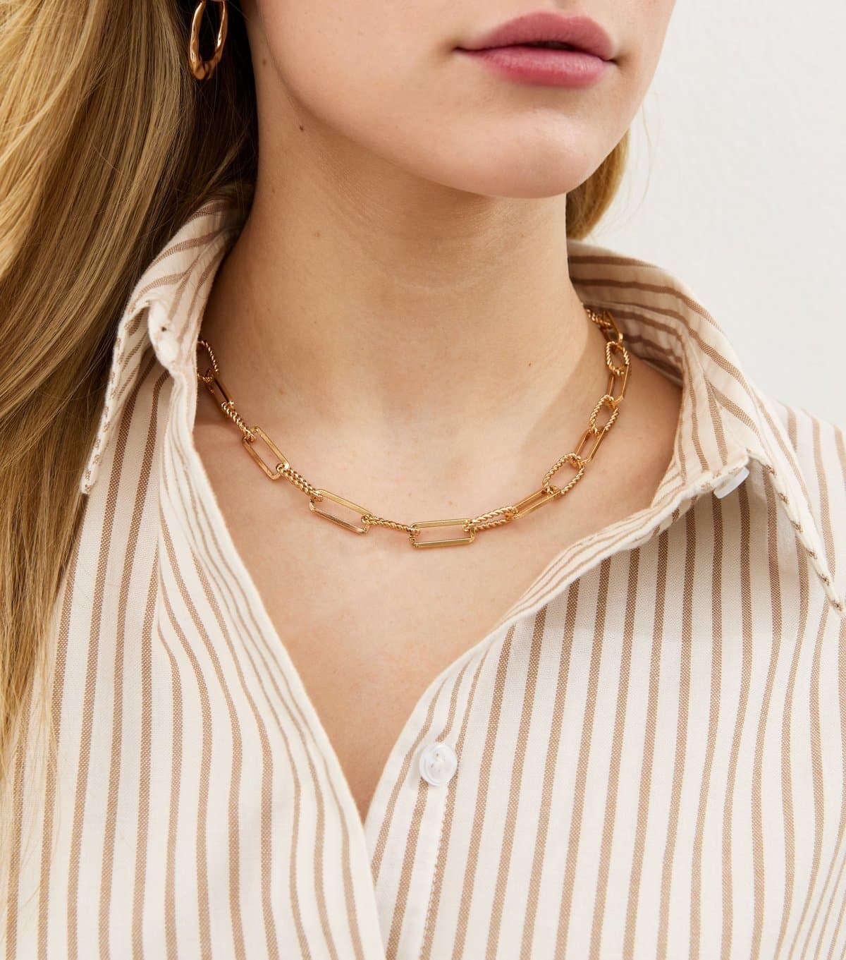 New Look New Look Gold Tone Mixed Chain Link Necklace